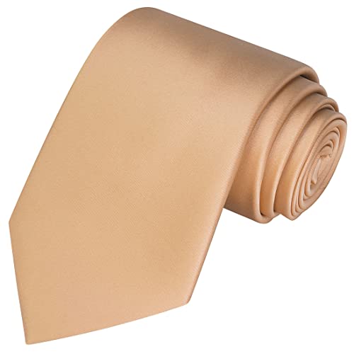 KissTies Mens Gold Tie Solid Desert Sand Color Necktie + Gift Box - Image 1