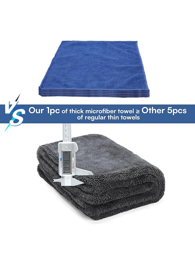 زيريفام مناشف من الألياف الدقيقة للسيارات - مناشف تجفيف لتنظيف السيارات، عبوة واحدة، 23.6 بوصة × 35.4 بوصة، تجف في مسحة واحدة دون علامات مائية أو وبر أو خدوش متبقية، منشفة غسيل سيارات سميكة كبيرة - Image 2