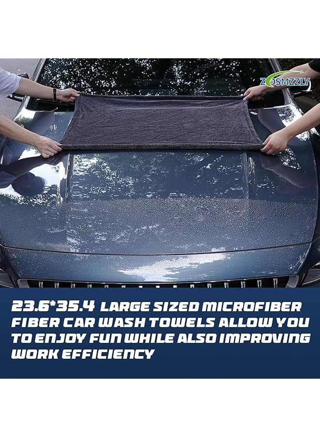 زيريفام مناشف من الألياف الدقيقة للسيارات - مناشف تجفيف لتنظيف السيارات، عبوة واحدة، 23.6 بوصة × 35.4 بوصة، تجف في مسحة واحدة دون علامات مائية أو وبر أو خدوش متبقية، منشفة غسيل سيارات سميكة كبيرة - Image 5