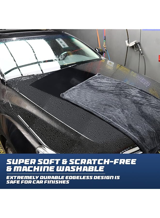 زيريفام مناشف من الألياف الدقيقة للسيارات - مناشف تجفيف لتنظيف السيارات، عبوة واحدة، 23.6 بوصة × 35.4 بوصة، تجف في مسحة واحدة دون علامات مائية أو وبر أو خدوش متبقية، منشفة غسيل سيارات سميكة كبيرة - Image 4