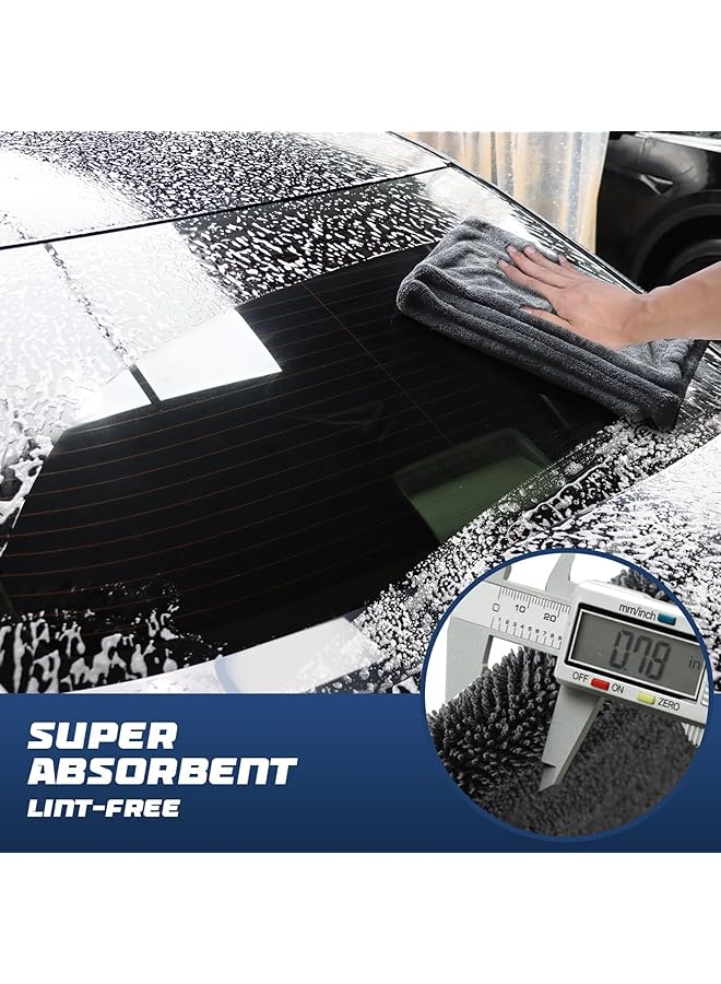 زيريفام مناشف من الألياف الدقيقة للسيارات - مناشف تجفيف لتنظيف السيارات، عبوة واحدة، 23.6 بوصة × 35.4 بوصة، تجف في مسحة واحدة دون علامات مائية أو وبر أو خدوش متبقية، منشفة غسيل سيارات سميكة كبيرة - Image 3