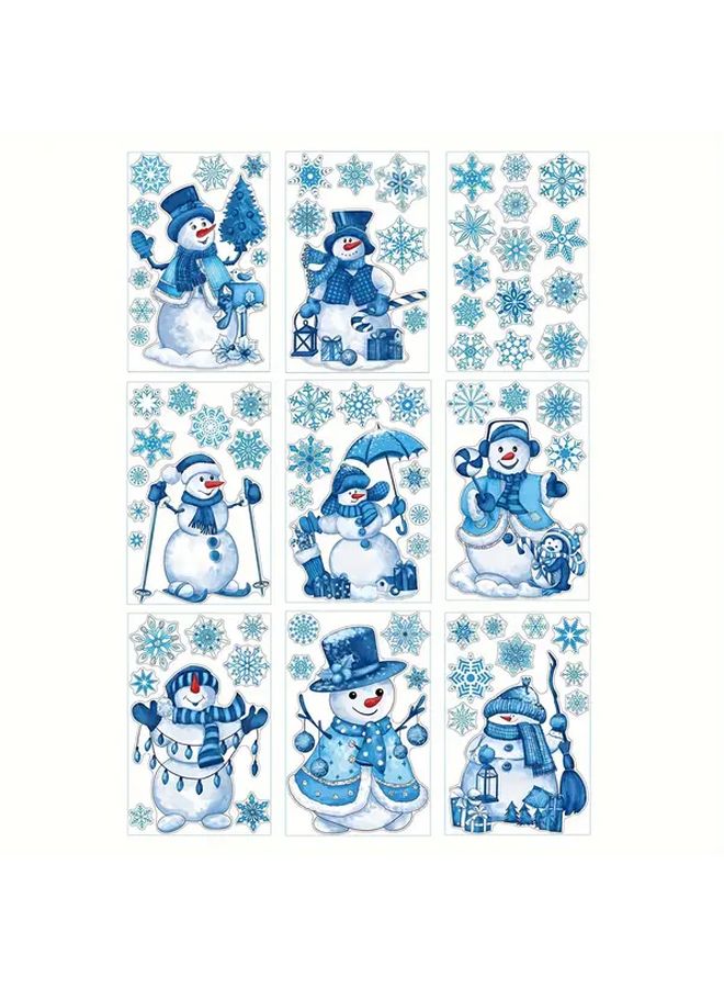 9 Sets Blue Snowman Snowflake Window Clings Durable Plastic Holiday Decor for Christmas - Image 5