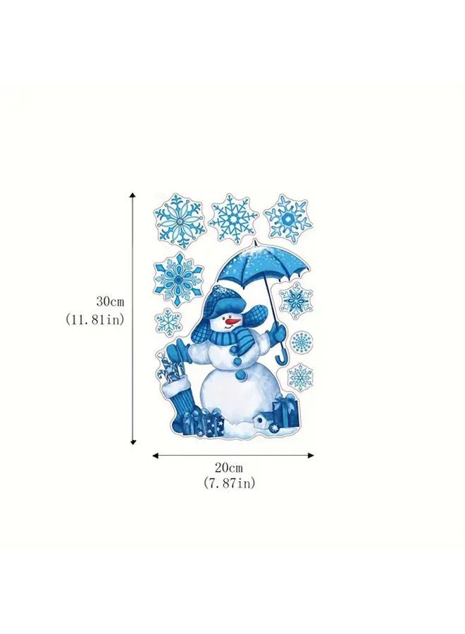 9 Sets Blue Snowman Snowflake Window Clings Durable Plastic Holiday Decor for Christmas - Image 4