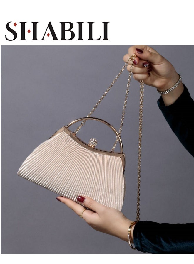 SHABILI Women's Sparkling Evening Party Clutch Bag, Ladies Designer Chain Banquet Package Handbag Tote Bags Shoulder Bag, Casual Solid Color Crossbody Bag Satchel Bag Side Bag Carry Bag for College Students  - Image 1