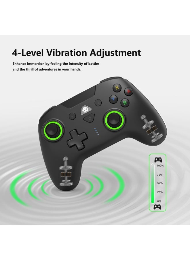 Wireless Switch Controllers for Nintendo Switch, 6-Axis Gyro, Turbo Function, 7-Color RGB Lights, Compatible with Switch1/Switch2/PC (Wired)/iOS, All Functions Included with a Stylish Design and Cute Color - Green - Image 5