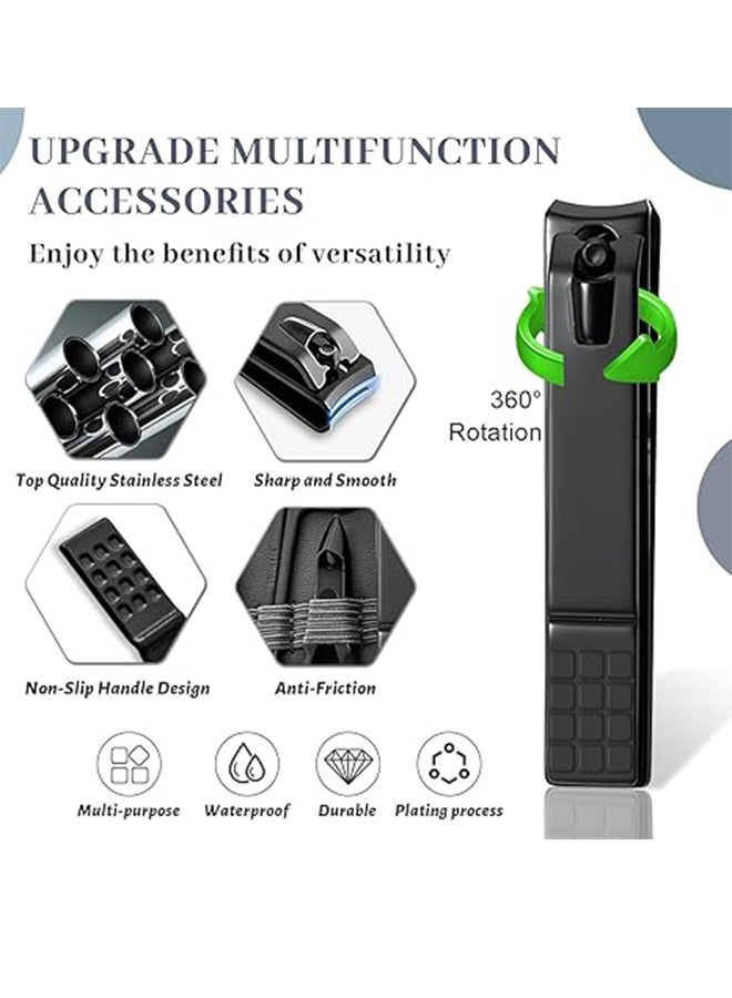 مجموعة مقص أظافر ١٢ في ١ - أدوات للعناية بالأظافر مع حقيبة سفر (أسود) - Image 3