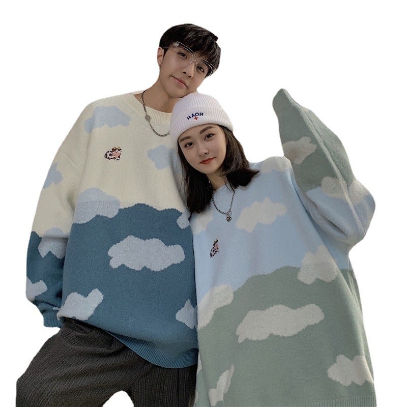 Retro Lazy Cloud Knit Sweater Unisex Winter Oversize Japanese Soft Couple Layup - Image 2