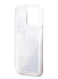 GUESS iPhone 15 Pro Case HC Liquid Glitter Back Cover with Flower Pattern / Drop & Bumper Protection - Pink  - Image 5