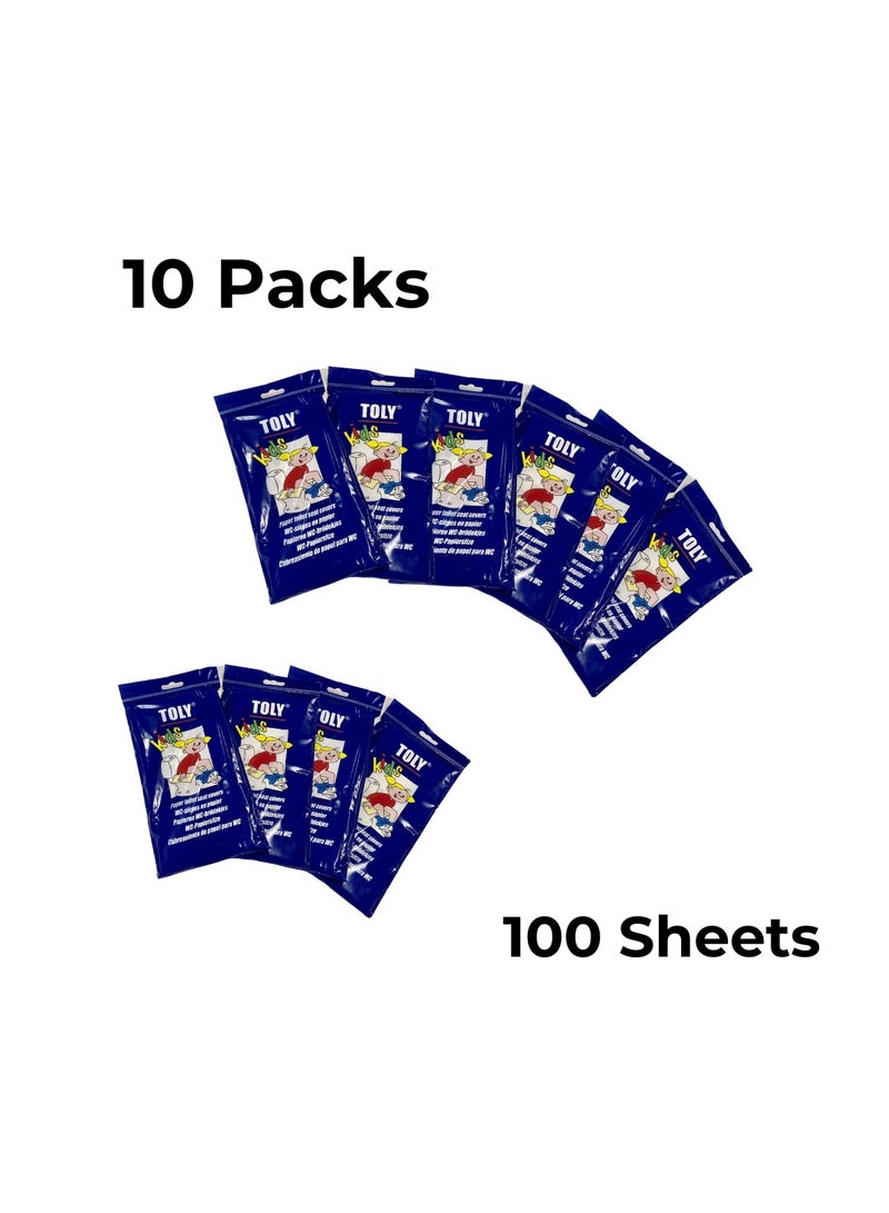 Toly Kids 100 - Biodegradable Toilet Seat Protectors for Kids | Fun Stickers, Flushable & Germ-Free (100 Sheets, 10 Packs) | Perfect for Home & Public Restrooms - Image 2