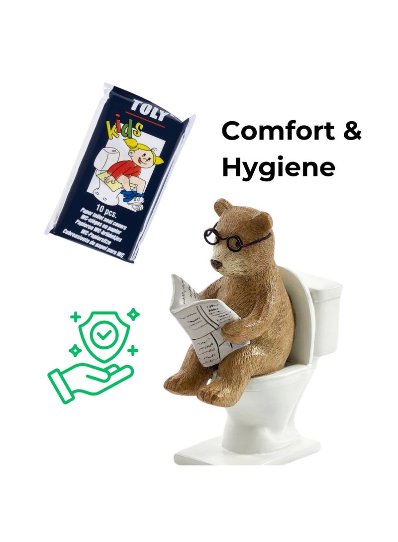 Toly Kids 100 - Biodegradable Toilet Seat Protectors for Kids | Fun Stickers, Flushable & Germ-Free (100 Sheets, 10 Packs) | Perfect for Home & Public Restrooms - Image 5