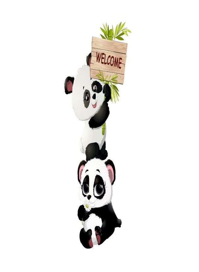 Sticker Studio ملصق حائط من الفينيل PVC بتصميم عائلة الباندا اللطيفة من ستيكر ستوديو، مثالي لتزيين المنزل - مناسب لغرفة المعيشة، غرفة النوم، الردهة، غرفة الأطفال، غرفة اللعب (المقاس: 58 سم × 58 سم) (باندا كرتونية لطيفة) - Image 1