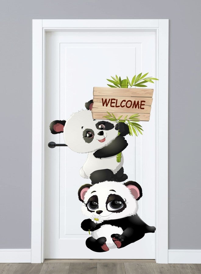 Sticker Studio ملصق حائط من الفينيل PVC بتصميم عائلة الباندا اللطيفة من ستيكر ستوديو، مثالي لتزيين المنزل - مناسب لغرفة المعيشة، غرفة النوم، الردهة، غرفة الأطفال، غرفة اللعب (المقاس: 58 سم × 58 سم) (باندا كرتونية لطيفة) - Image 3