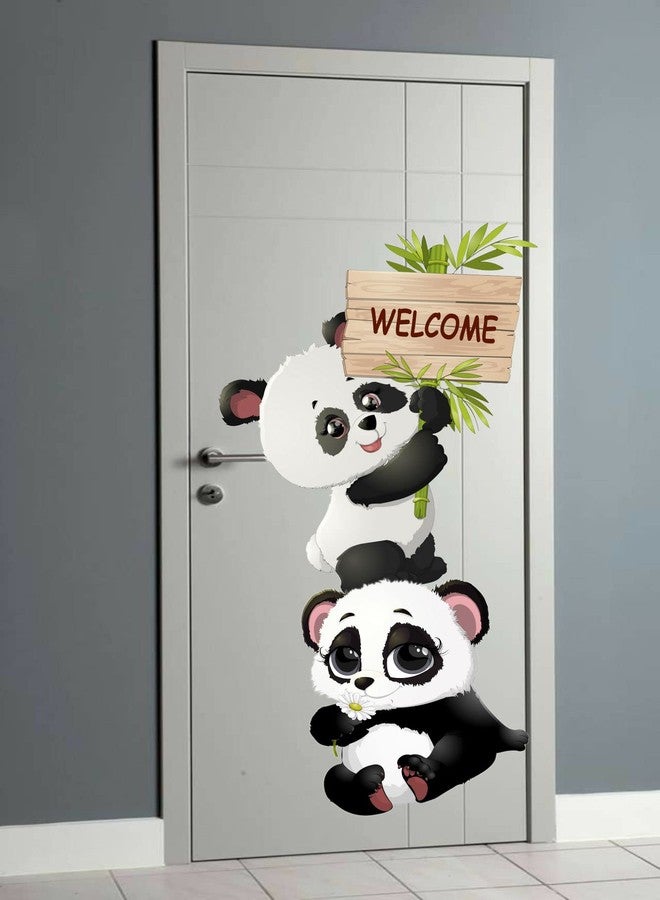 Sticker Studio ملصق حائط من الفينيل PVC بتصميم عائلة الباندا اللطيفة من ستيكر ستوديو، مثالي لتزيين المنزل - مناسب لغرفة المعيشة، غرفة النوم، الردهة، غرفة الأطفال، غرفة اللعب (المقاس: 58 سم × 58 سم) (باندا كرتونية لطيفة) - Image 4