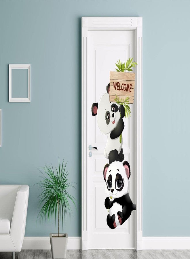 Sticker Studio ملصق حائط من الفينيل PVC بتصميم عائلة الباندا اللطيفة من ستيكر ستوديو، مثالي لتزيين المنزل - مناسب لغرفة المعيشة، غرفة النوم، الردهة، غرفة الأطفال، غرفة اللعب (المقاس: 58 سم × 58 سم) (باندا كرتونية لطيفة) - Image 2