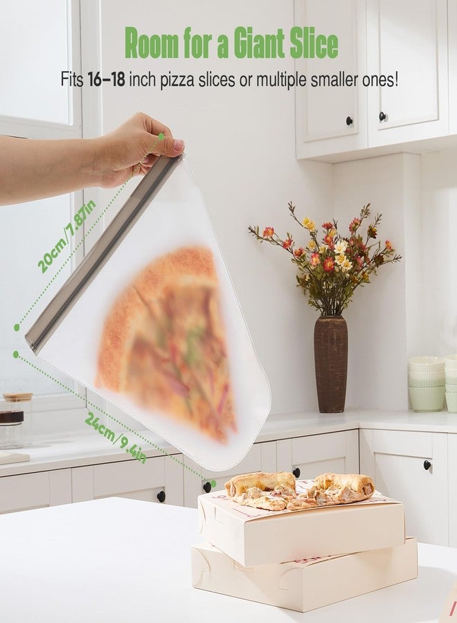 Lerine Reusable Freezer Bags, 2 Pack Dishwasher Safe Pizza Storage Container, Leakproof BPA-Free Food Storage Bags for Leftover Pizza, Fruit, and Meal Prep - Image 2