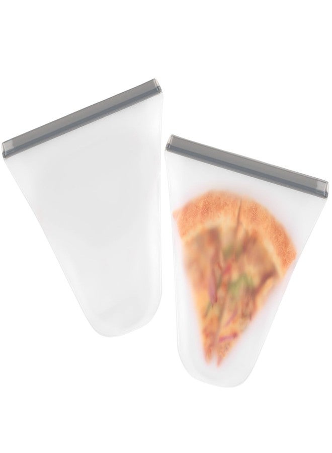 Lerine Reusable Freezer Bags, 2 Pack Dishwasher Safe Pizza Storage Container, Leakproof BPA-Free Food Storage Bags for Leftover Pizza, Fruit, and Meal Prep - Image 1