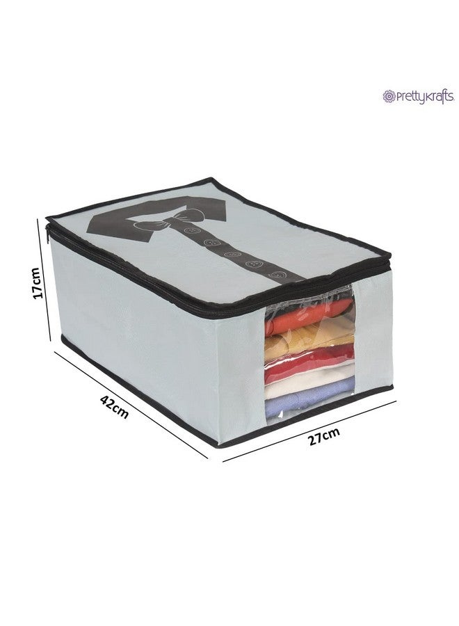 PrettyKrafts Shirt Cover | Foldable & Durable Wardrobe Organizer | Shirt Organizer for Closet Storage | Non Woven Shirt Organizer for Home & Traveling with Transparent Window | Pack of 3 | Grey Black - Image 4