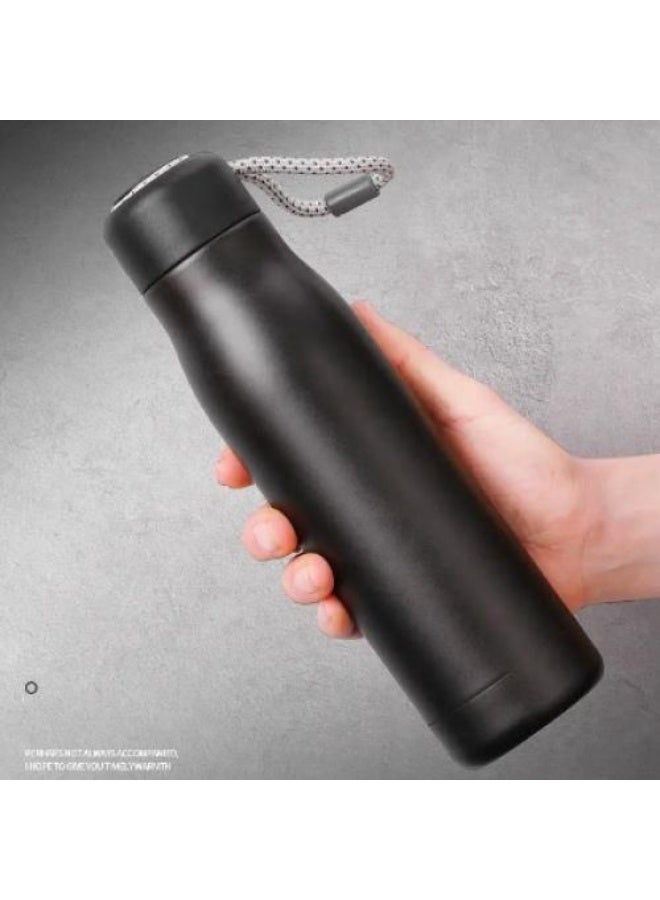 Double-walled, leak-proof stainless steel sports water bottle for hot and cold drinks (500ml) - Keeps water hot for 10 hours