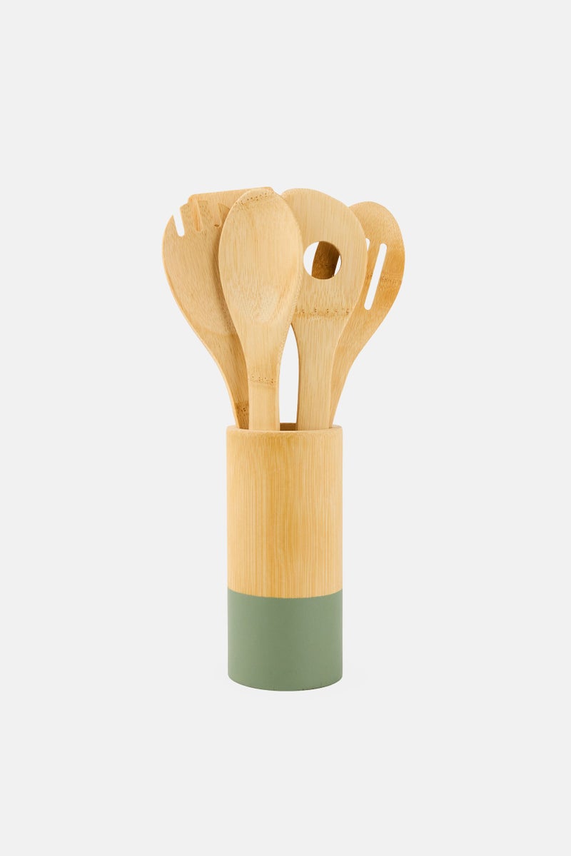 Bombay 7 Pcs Bamboo Tool Set, Beige - Image 1