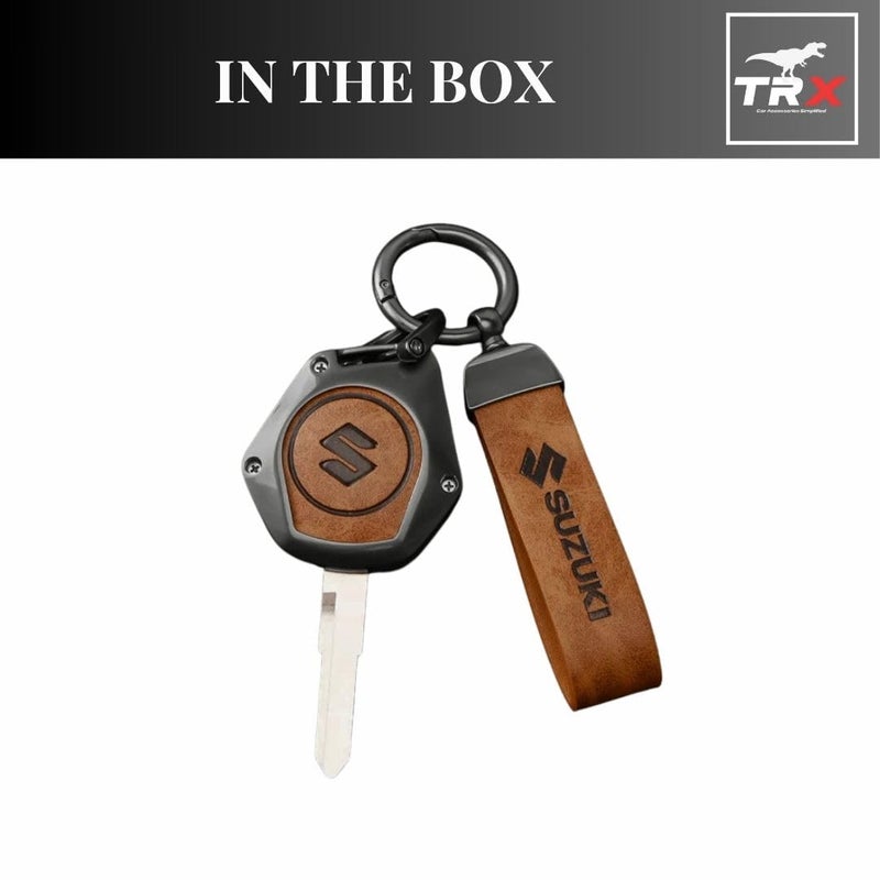 TRX AUTO Fob Key Cover with Leather Keychain for Suzuki | Protective Car Key Case | PU Leather Key Cover | Suzuki Jimny Key Holder | Suzuki Key Accessories - Image 4