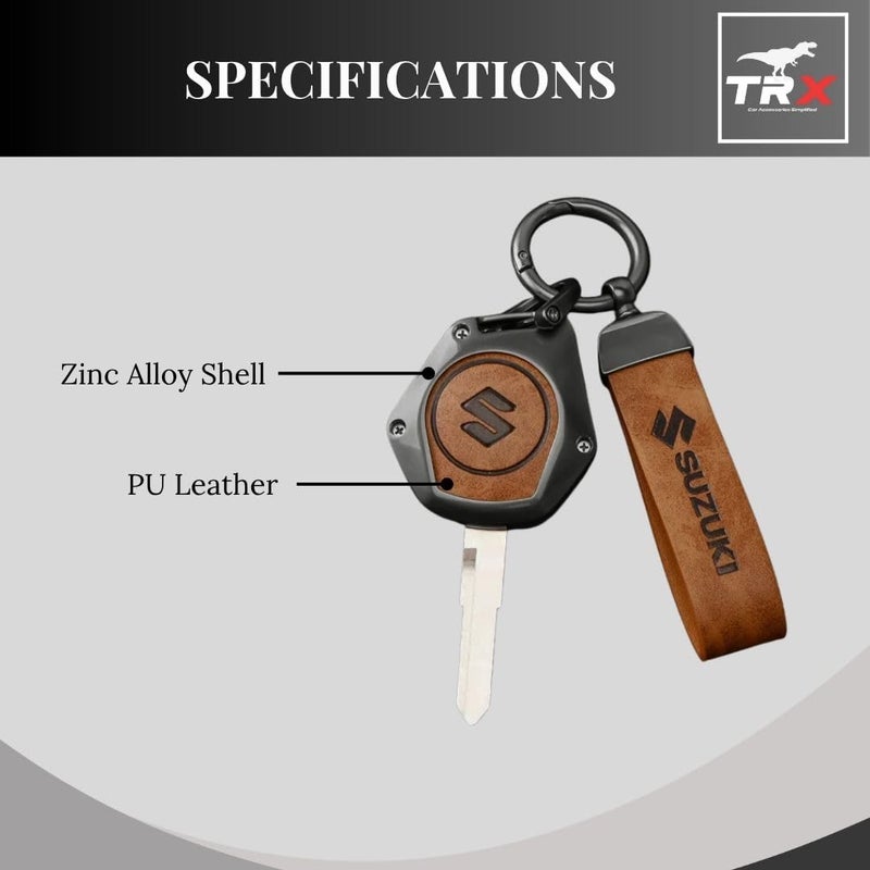 TRX AUTO Fob Key Cover with Leather Keychain for Suzuki | Protective Car Key Case | PU Leather Key Cover | Suzuki Jimny Key Holder | Suzuki Key Accessories - Image 2