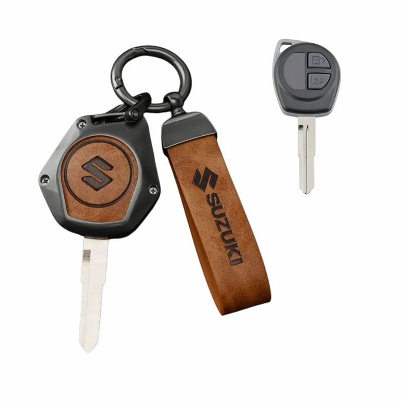 TRX AUTO Fob Key Cover with Leather Keychain for Suzuki | Protective Car Key Case | PU Leather Key Cover | Suzuki Jimny Key Holder | Suzuki Key Accessories - Image 1
