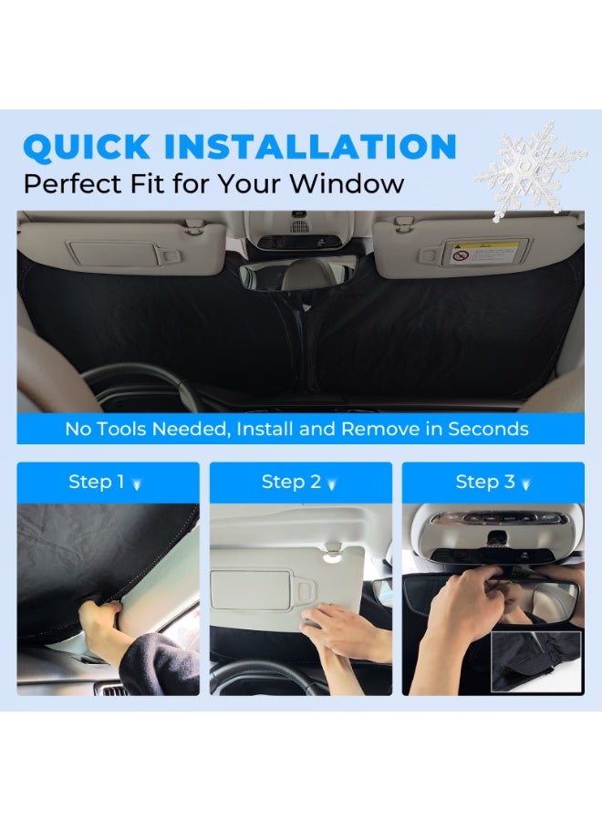 FETUSI Windshield Sun Shade Compatible with Toyota Land cruiser LC300 2022-2025 Accessories, Foldable Car Sun Visor Cover Reflective Polyester Sunshade for Sun Protection Keep Vehicle Cool - Image 3