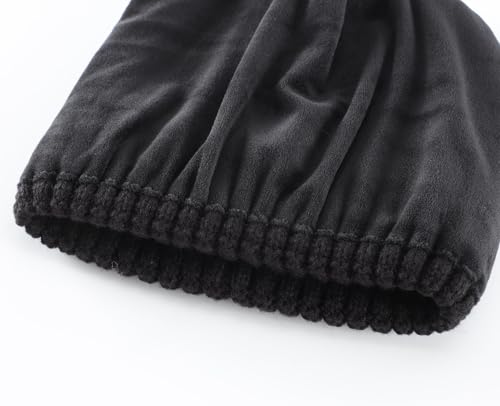 Connectyle Outdoor Classic Bassic Men 's Warm Winter Hats Thick Knit Long Cuff Beanie Cap with Lining, 55 60cm, Black - Image 5