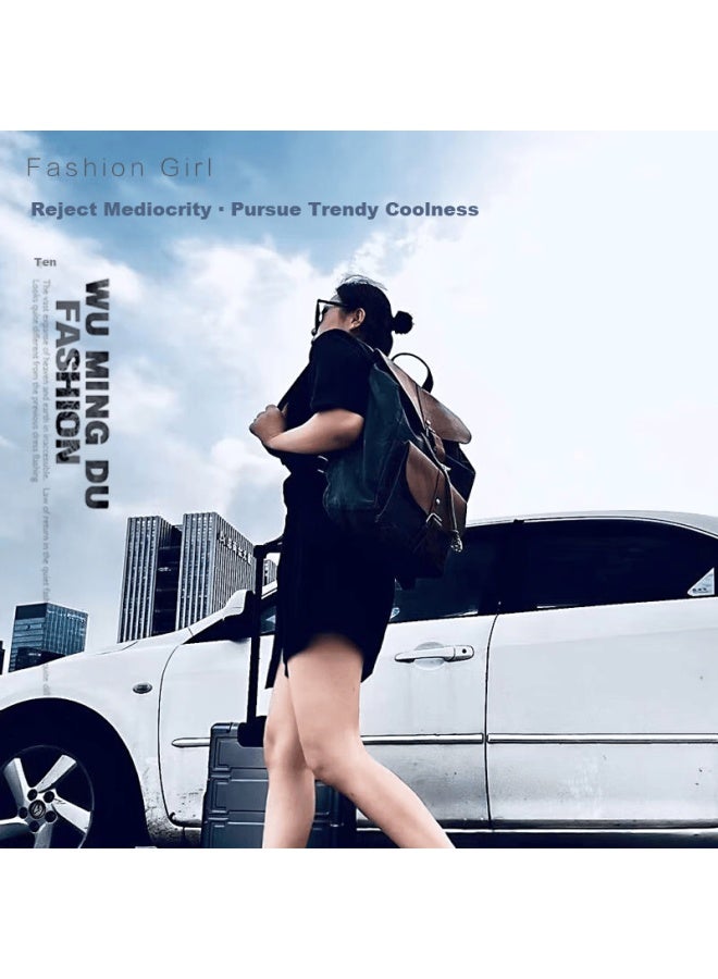 World Geography New Genuine Leather Men's Backpack Canvas Large Capacity 15.6-inch Laptop Student School Bag Arctic Gray - Image 1