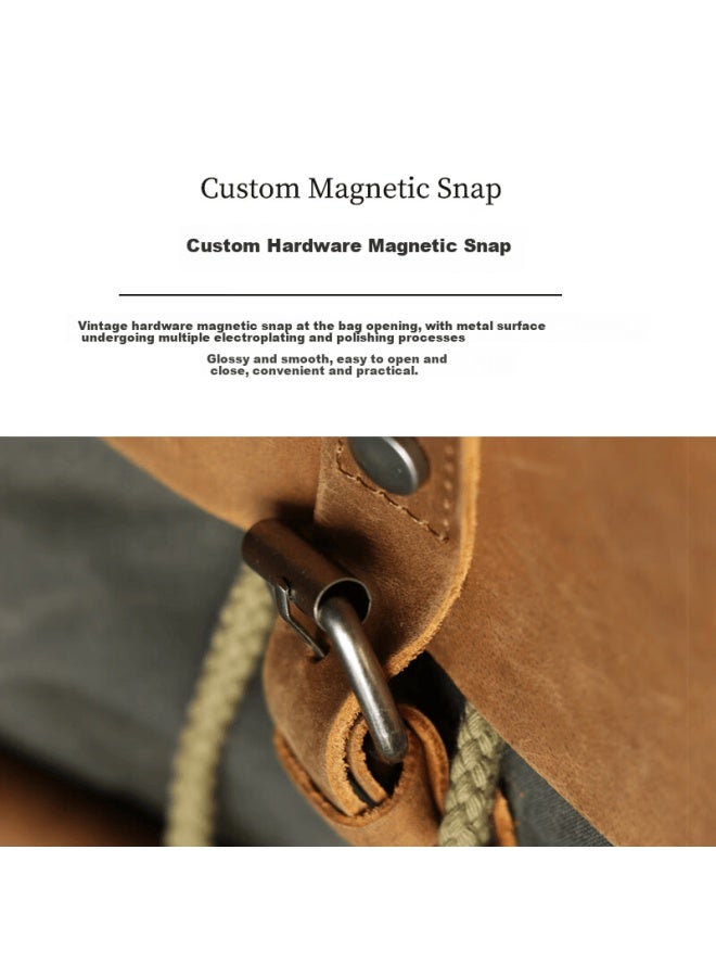 World Geography New Genuine Leather Men's Backpack Canvas Large Capacity 15.6-inch Laptop Student School Bag Arctic Gray - Image 4