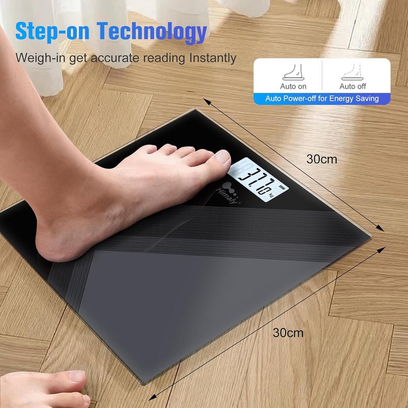 HIMALY ميزان حمام رقمي قابل لإعادة الشحن عبر USB لقياس وزن الجسم مع مؤشر تغيير الوزن بتقنية StepOn دقة عالية سعة قصوى 180 كجم 400 رطل 28 حجر - Image 2