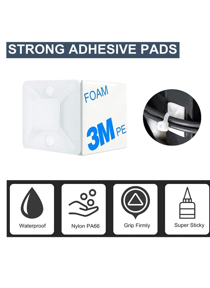 SYOSI - Cable Tie Mount,Strong Tie Adhesive Mount,with Mounts Screw Hole Anchor Wire Tie Base,for Adhesive Wire Cable Clips Management Anchors Organizer Holders-600 PCS (white） - Image 1