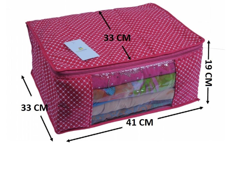 Homestrap Combo of Cotton Quilted Saree Cover with Window Single Saree Cover Pink Set of 14 - Image 2
