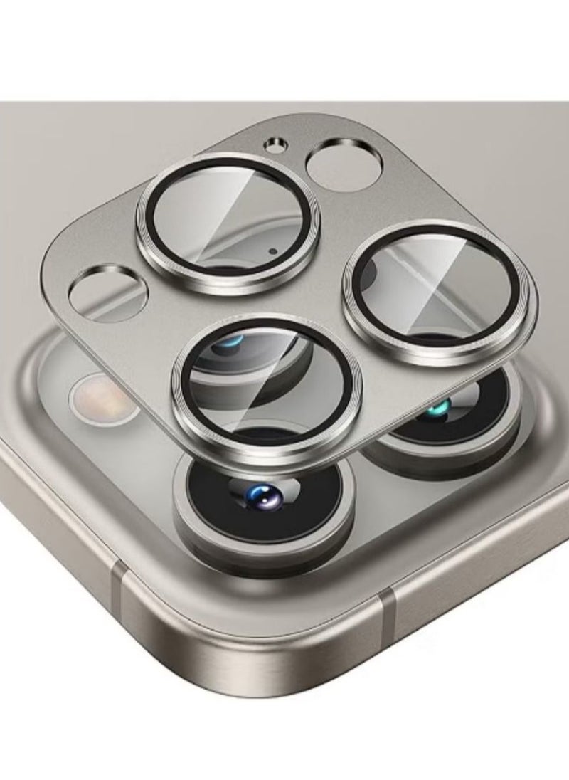 Generic For iPhone 16 Pro/iPhone 16 Pro Max Camera Lens Protector 9H Tempered Glass Camera Cover Screen Metal Ring Case Friendly Scratch Resistant Easy to Install Bling Tempered Glass Cover Camera Screen Protector with Metal Ring Protector, Case Lens for iPhone 16 Pro / iPhone 16 Pro Max.  Real machine debugging accurate color accuracy - Natural Titanium  - Image 1