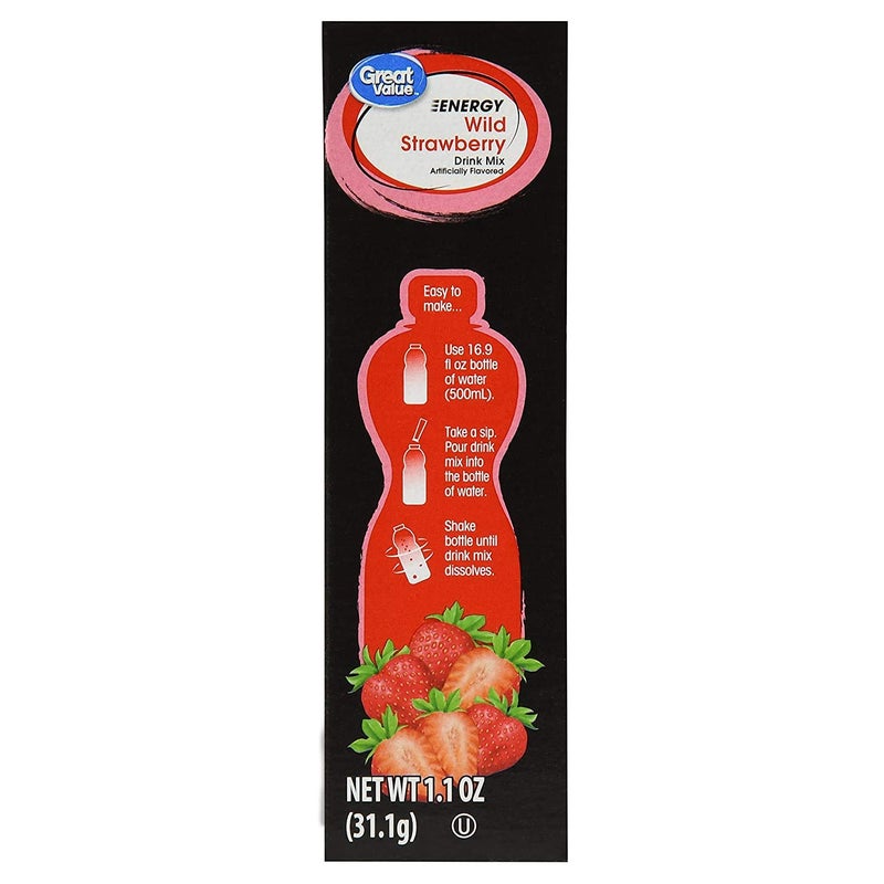 Great Value Sugar Free, Low Calorie ENERGY Wild Strawberry Drink Mix (Pack of 2) - Image 2