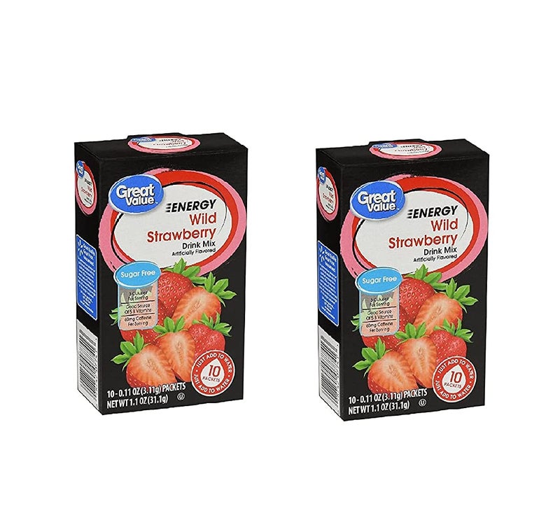 Great Value Sugar Free, Low Calorie ENERGY Wild Strawberry Drink Mix (Pack of 2) - Image 1