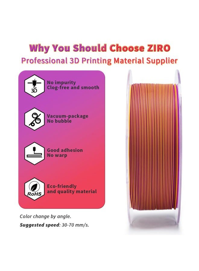 ZIRO Silk Stripes Multicolor Filament PLA 1.75mm, Fast Color Change Silk PLA Stripes Series 1kg, Multicolor Rainbow Silky Rotated 3D Printer Filament, Fit Most FDM 3D Printer, Firework Stripes - Image 4