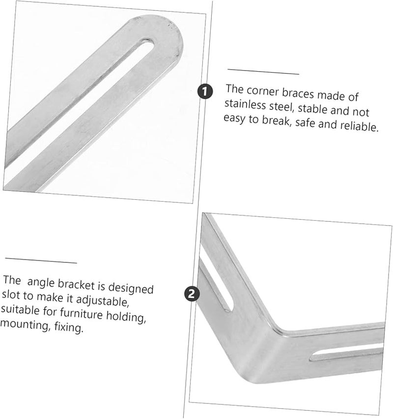 Jojofuny 5pcs Steel Corner Brackets 16 5X12X2 4CM Sturdy Furniture Connectors With Slots - Image 5