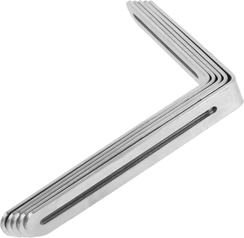 Jojofuny 5pcs Steel Corner Brackets 16 5X12X2 4CM Sturdy Furniture Connectors With Slots - Image 2