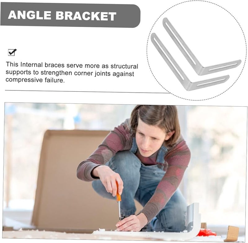 Jojofuny 5pcs Steel Corner Brackets 16 5X12X2 4CM Sturdy Furniture Connectors With Slots - Image 3