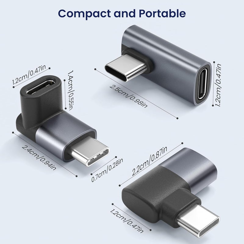 Basesailor محول USB C بزاوية 90 درجة 3 حزمة، موسع بزاوية صحيحة 100 واط، موصل ذكر نوع C إلى أنثى USBC، محول تمديد USB4 Thunderbolt 4 3 بسرعة 40 جيجابت في الثانية لجهاز iPhone 17، MacBook، Steam Deck، Switch، Laptop - Image 5