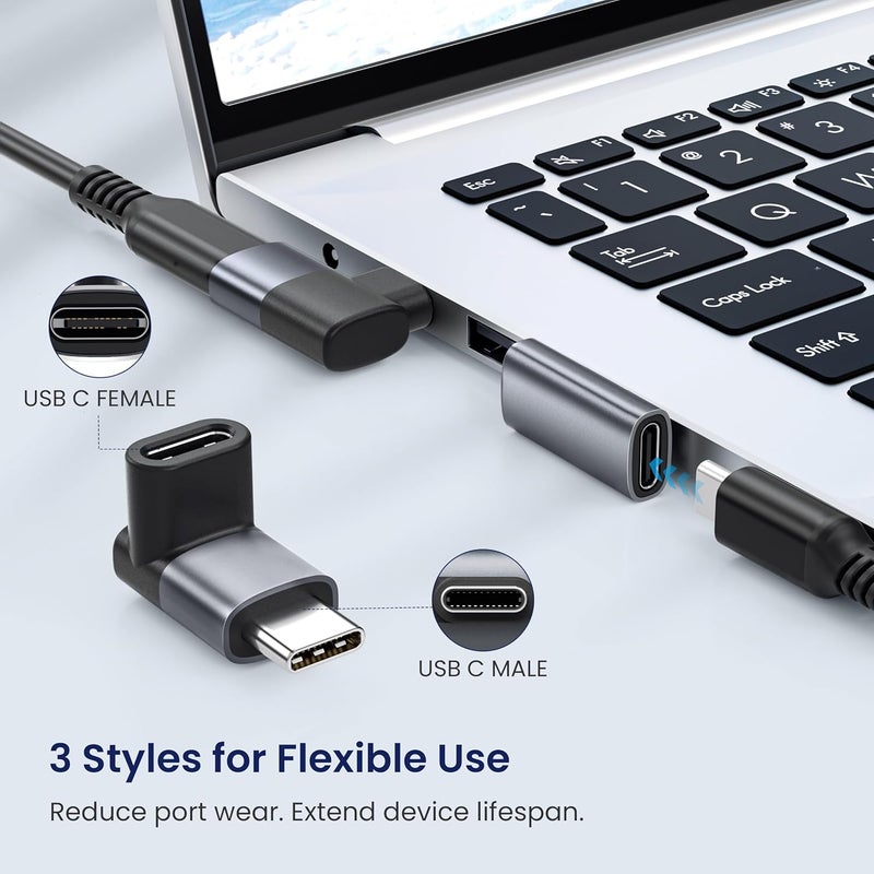 Basesailor محول USB C بزاوية 90 درجة 3 حزمة، موسع بزاوية صحيحة 100 واط، موصل ذكر نوع C إلى أنثى USBC، محول تمديد USB4 Thunderbolt 4 3 بسرعة 40 جيجابت في الثانية لجهاز iPhone 17، MacBook، Steam Deck، Switch، Laptop - Image 3