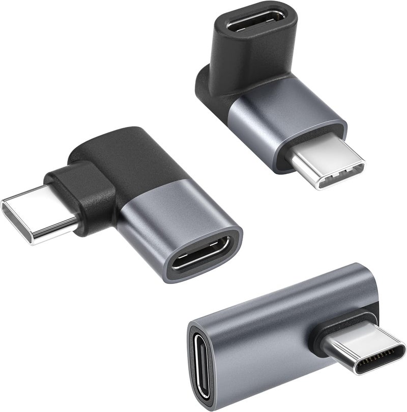 Basesailor محول USB C بزاوية 90 درجة 3 حزمة، موسع بزاوية صحيحة 100 واط، موصل ذكر نوع C إلى أنثى USBC، محول تمديد USB4 Thunderbolt 4 3 بسرعة 40 جيجابت في الثانية لجهاز iPhone 17، MacBook، Steam Deck، Switch، Laptop - Image 1
