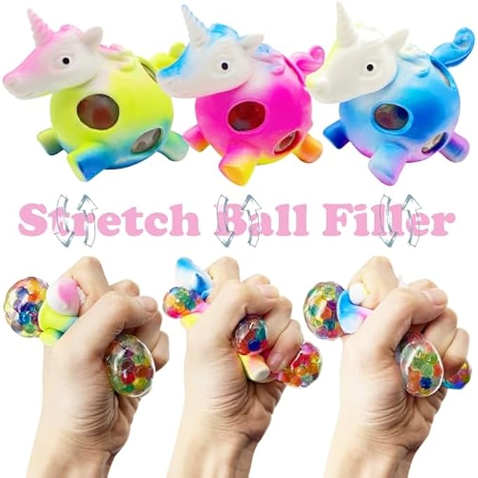 ZTATU Unicorn Toys Squishy Fidget Toys (3PCS) Unicorn Stress Toys Stress Balls for Adults Party Favors Squishy Stress Ball, Stress Relief Toy Squeeze Balls Easter Basket Stuffers - Image 3