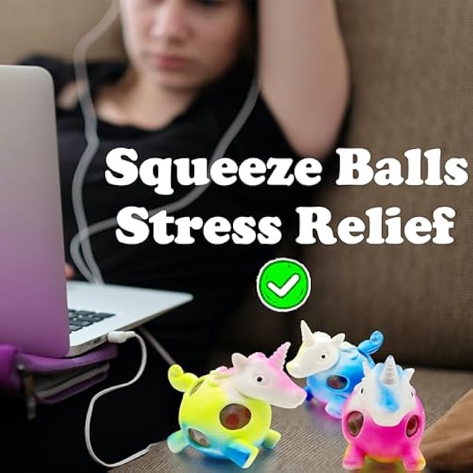ZTATU Unicorn Toys Squishy Fidget Toys (3PCS) Unicorn Stress Toys Stress Balls for Adults Party Favors Squishy Stress Ball, Stress Relief Toy Squeeze Balls Easter Basket Stuffers - Image 5