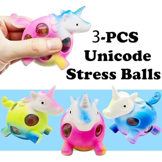 ZTATU Unicorn Toys Squishy Fidget Toys (3PCS) Unicorn Stress Toys Stress Balls for Adults Party Favors Squishy Stress Ball, Stress Relief Toy Squeeze Balls Easter Basket Stuffers - Image 2
