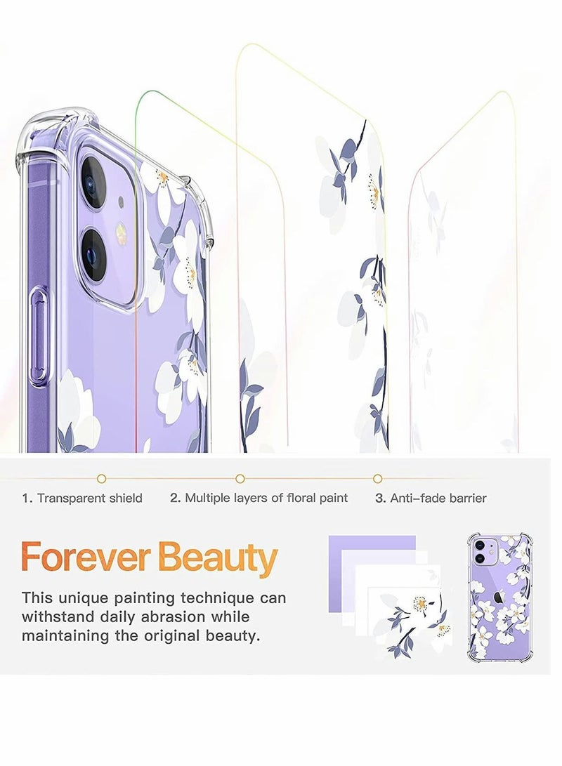 Y&D Cute Clear Floral Case Compatible with iPhone 12, for 12 Pro 6.1 Inch, Soft Flexible TPU Shockproof Cover Women Girls Flower Pattern Phone - Image 3