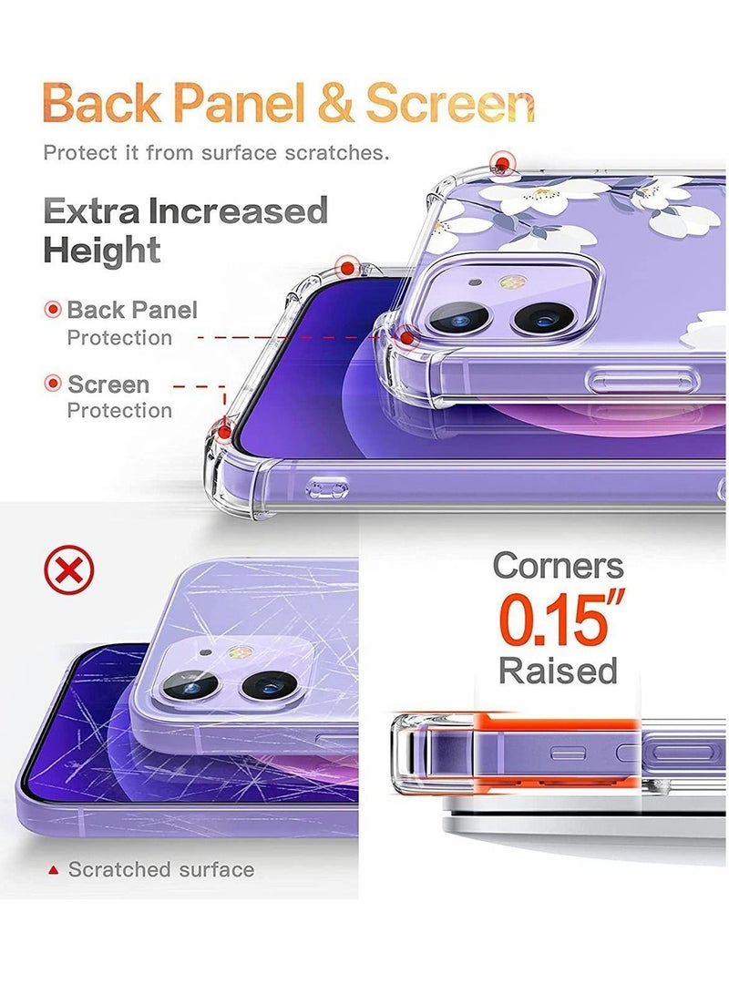 Y&D Cute Clear Floral Case Compatible with iPhone 12, for 12 Pro 6.1 Inch, Soft Flexible TPU Shockproof Cover Women Girls Flower Pattern Phone - Image 5