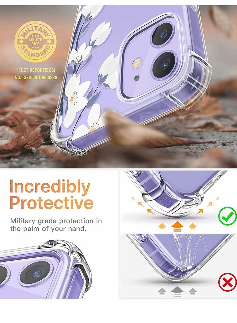 Y&D Cute Clear Floral Case Compatible with iPhone 12, for 12 Pro 6.1 Inch, Soft Flexible TPU Shockproof Cover Women Girls Flower Pattern Phone - Image 4