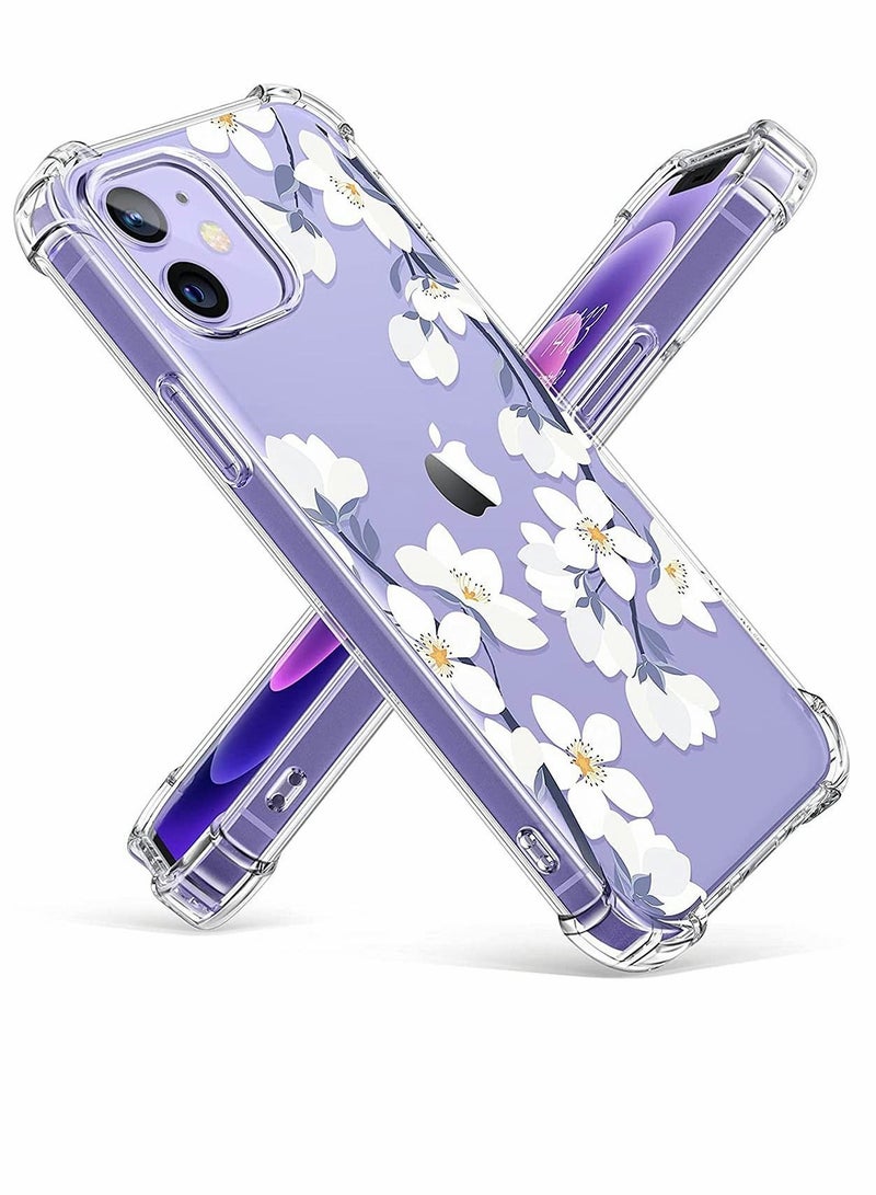 Y&D Cute Clear Floral Case Compatible with iPhone 12, for 12 Pro 6.1 Inch, Soft Flexible TPU Shockproof Cover Women Girls Flower Pattern Phone - Image 1